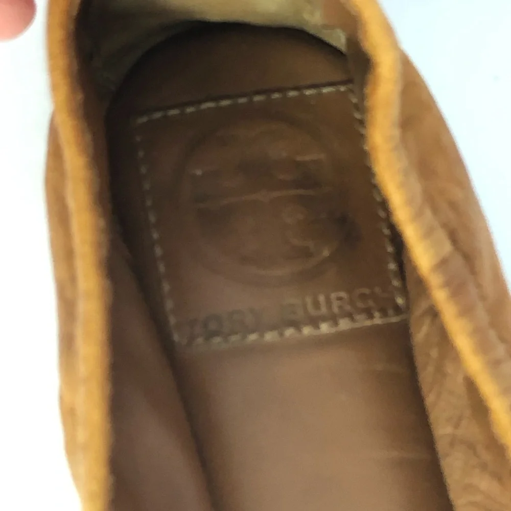 Tory Burch Eddie Tan Leather Ballet Flats Shoes Women’s Size 6.5 flaws